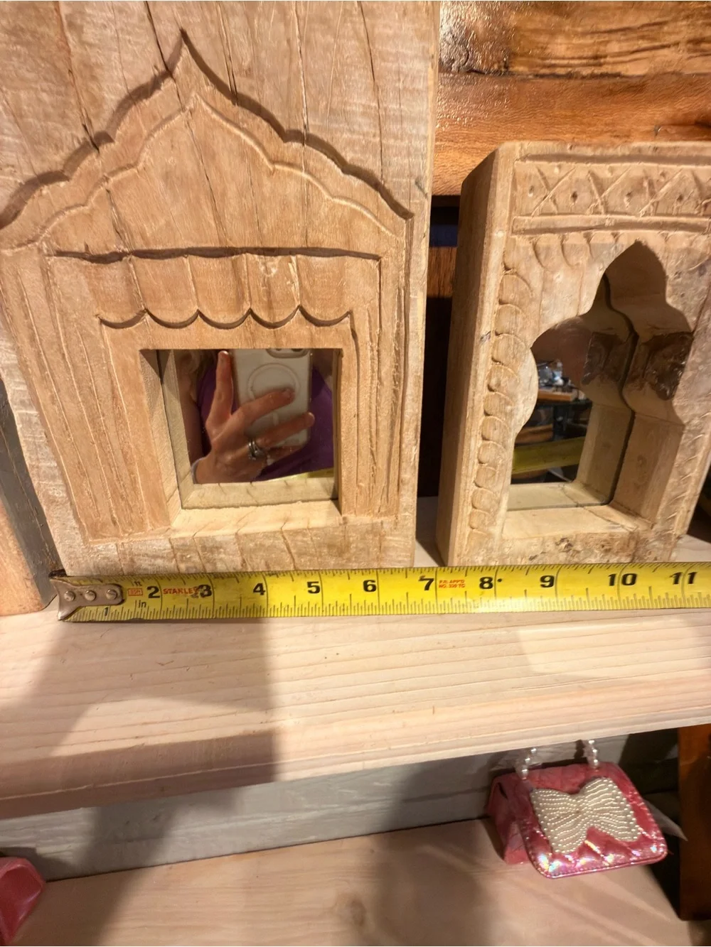 Hand-Carved Natural Wood Framed mirrors, created for inspiration of Architecture